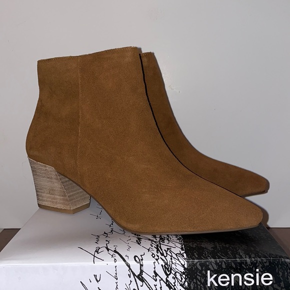 New Kensie Womens Lyden Leather Suede Ankle Boots - Picture 1 of 7